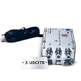 TEMPO DI SALDI Amplificatore antenna Tv 3 Uscite 220V, compatibile con Digitale Terrestre analogico o digitale, Amplificatore Segnale Tv da Interno, Potenziatore Segnale facile da installare