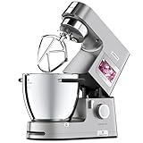 Kenwood Cooking Chef XL KCL95.424SI, Impastatrice Planetaria con Frusta K, Robot da Cucina, Gancio per Impasti, Display LCD, Bilancia Integrata, Ciotola Acciaio Inox 6,7L, 1500W, Argento