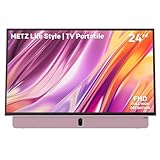 Metz TV Portatile, MPE7300Z, 24', Batteria Incorporata, Ricarica Auto 12V e Power Bank, Anti-glare, LED, FHD Smart, Google TV, HDMI, USB, Bluetooth, Wifi 5, Uscita Antenna, Rosa