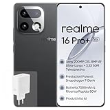 realme 16 Pro+ 5G Smartphone, 8+256GB, Fotocamera 200MP OIS, Obiettivo Ritratto 50MP, Batteria 7000mAh, Display Curvo 6,8' 144Hz, Ricarica 80W, Funzioni AI, Dual SIM, Grigio(con Adattatore)