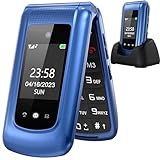 uleway Telefono Cellulare per Anziani con Tasti Grandi,Senior Telefoni per Persone Anziane,Volume alto,Funzione SOS,Pantalla 2.4+1.77',Base di ricarica e fotocamera(Blu)