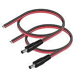 CERRXIAN DC5521 - Cavo Power Pigtails, 1 FT 14 AWG, 5,5 mm x 2,1 mm, DC maschio, striscia LED, 2 pezzi