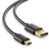 deleyCON 2m Cavo Mini USB 2.0 High Speed - Cavo di Ricarica e Dati per Telefoni, Smartphone, Tablet, Navigatori e Microfoni - USB‑A Maschio a Mini‑B Maschio - Nero
