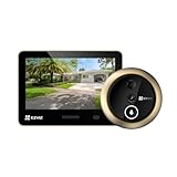 EZVIZ EP4 Spioncino Digitale WiFi 4K con Schermo Touch da 5,5', Batteria 7100mAh, Riconoscimento Facciale AI, Audio Bidirezionale, Visione Notturna, Rilevamento PIR, Supporta MicroSD 512GB, Oro