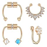 AceFun Falso setto Finto Anello al Naso in Oro Rosa Finto Anelli al Naso economici Falsi Anelli al Naso Non-Piercing Clip sul Naso Anello Anelli per Le Donne Uomini