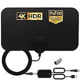 HCCH Antenna TV Interna per DTT DVB-T/DVB-T 2, Digitale con Amplificatore Segnale, 120 Miglia di Gamma, Supporto 4K HD VHF UHF FM