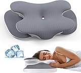A-Pce Cuscino In Memory Foam per Tutti i Dormienti, Cuscino Cervicale Ergonomico per Alleviare il Dolore al Collo e alle Spalle, Cuscino Ortopedico con Federa Rimovibile, Grigio