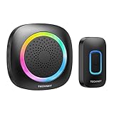 TECKNET Campanello Senza Fili da Esterno Impermeabile IP66, Portata 400M, 5 Livelli Volume 60 Melodie, Batteria RGB Campanello Wireless, Ricevitore Mobile, Black