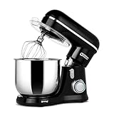 Kitchen in the box Impastatrice Planetaria, 3,5L Piccolo Planetaria Professionale, 10 Velocità Impastatrice Pizza con Uncino Impastatore, Mescolatore, Frusta Sbattitric (Nero)