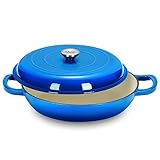 Klee Casseruola in ghisa smaltata, con coperchio,3,8 litri, con coperchio, casseruola con coperchio, casseruola rivestita con coperchio, casseruola antiaderente con coperchio, 30,5 cm Lynde