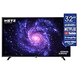 Metz Smart TV, Serie MTC6000, 32' (81 cm), HD LED, Versione 2022, Wi-Fi, Android 9.0, HDMI, ARC, USB, Slot CI+, Dolby Digital, DVB-C/T2/S2, HEVC MAIN10, Google Assistant, Nero