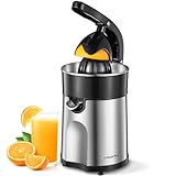 Vinato Spremiagrumi Elettrico, Spremiagrumi Elettrico, 2 coni Rimovibili, Sistema Antigoccia, Lavabile in Lavastoviglie, 85 W, Spremiagrumi a Leva per Arance e Limoni