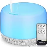 Hianjoo Diffusore di Oli Essenziali, 450 ml, umidificatore per aromaterapia ad ultrasuoni con Aroma Elettrico, Luce LED Romantica, 7 Colori, Regali di Scelta per Natale e Capodanno (Bianco)