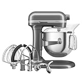 KitchenAid Robot da Cucina - Artisan - Robot da cucina multifunzione con ciotola sollevabile - Con 5 accessori in acciaio inox - 6,6L - Argento medaglia