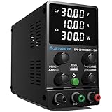 Jesverty, alimentatore da laboratorio, alimentatore da laboratorio DC regolabile (30 V, 10 A) con display LED ad alta precisione a 4 cifre, uscita porta USB 5 V/2 A, impostazioni approssimative e fini