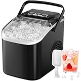 Acmeenjoy Macchina del Ghiaccio per Casa 12kg/24h, Autopulente 1.2L Ice maker Silenzioso, S/L Ghiaccio, 8 Cubetti 6-8 Minuti, con Maniglia/Paletta/Cestello, per Cucina/Ufficio/Feste, Nero