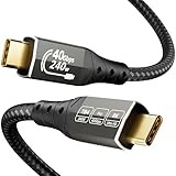 ZIKNYDO Cavo Thunderbolt 4 40 Gbps da 2 metri, 240W Cavo USB 4, monitor USB C 8K/4K, cavo USBC Thunderbolt per Thunderbolt 5, Thunderbolt 3, Serie iPhone 16, SSD, MacBook, eGPU, monitor, laptop