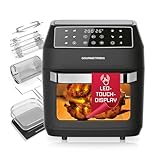 GOURMETmaxx Friggitrice ad aria calda 12 L Airfryer | Friggitrice con 9 funzioni, display touch, spiedini rotanti e shashlik | 10 Programmi, inclusa la pizza | Mini forno - praticamente senza olio