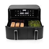 Princess Friggitrice ad Aria a Doppio Cestello con Pannello Digitale, Capacità Totale 11 L (6,5 L + 4,5 L), 2700 W, 8 Programmi Automatici, 80–200 °C, Rivestimento Antiaderente, 182470