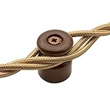 Amarcords - Fermacavo con viti e tasselli. 5 isolatori vintage in porcellana di colore MARRONE per installazioni di cavi treccia a parete.