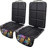 Gimars XL Protettore di Sedili Auto, 2 pezzi, [Compatibile ISOFIX] Universale Antiscivolo Impermeabile Tessuto Oxford 600D Coprisedili Auto Bambini con 2 Tasche Rete per SUV Berline Camion, Nero