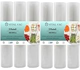 VITAL VAC® 6 Rotoli Sottovuoto Goffrato Da 28x300 cm | Per Sous Vide e Conservazione degli Alimenti | Compatibile con Foodsaver, Macom, Bonsenkitchen, ACTOPP, Aobosi...