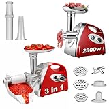 SOLEILUX Tritacarne Passapomodoro Elettrico 2800W Max 3 in 1 con Spremipomodoro e Tritaverdure, 3 Dischi in Acciaio Inox + Accessorio Kubbe, Multifunzionale per Carne e Verdure