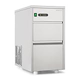 Klarstein Powericer - Macchina per Cubetti di Ghiaccio, Ice Maker Professionale, Struttura in Acciaio Inox, Compressore ad Alte Prestazioni Silenzioso, XL, 20 kg/24 h, Argento