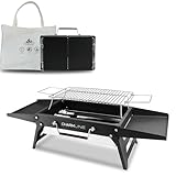 Charmline 34 x 23 cm Griglia a Carbone Portatile Pieghevole, Barbecue Carbonella PortatileCompatta per Uso Esterno, Griglia BBQ per Campeggio, Picnic, Giardini e Feste in Spiaggia, Nero