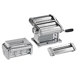 Marcato GS-PASTASET Macchina per Pasta Manuale con Inclusi Accessori Ravioli, Spaghetti, Acciaio Cromato, Argento, Linea Basic.