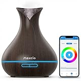 Maxcio Alexa - Diffusore di oli essenziali WiFi, per aromaterapia, diffusore di aromi, 400 ml, timer e programma, 2 modalità di nebbia e 7 colori chiari, diffusore di oli profumati