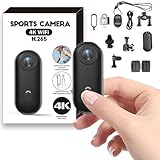 Mini Action Cam 4K Telecamera portatile impermeabile indossabile 4K videocamera con clip di rotazione a 360°, videocamera POV magnetica per ciclismo, moto, passeggiate con animali domestici, vlogging
