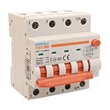 Interruttore Magnetotermico Differenziale Trifase, Tipo A 300mA 25A C25, 380V 4P Vero (NO 3P+N), Curva C 6kA 0,3A, Doppio Leva con Diagnostica Visiva, 4 Moduli DIN