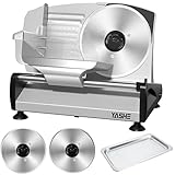 YASHE Affettatrice Elettrica Da Casa Con Motore DC Silenzioso, Affettatrice Professionale Per Prosciutto 200W, Lame In Acciaio Inox Doppie Da 19CM, Spessore Regolabile 0-15mm Per Carne Formaggio Pane
