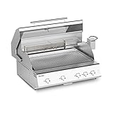 FRY TOP 750 RANGE Barbecue a Gas, BBQ da Esterno in Acciaio Inox con 5 Fuochi, 4 Bruciatori da 4 Kw +1 Infrarossi, 2 Griglie, Spiedo Motorizzato, Coperchio con Termometro Piano Cottura 750x450 mm