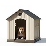 Aqpet Cuccia per Cani in Plastica Impermeabile da Esterno e Interno – Casetta con Pavimento Rialzato e Sistema di Ventilazione – Rifugio Resistente per Cani di taglia Media 77x82x82h cm