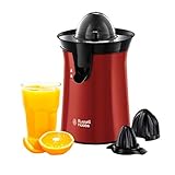 Russell Hobbs Spremiagrumi Elettrico, Bicchiere Grande E Piccolo, Rotazione Bidirezionale Destra, Sinistra, Antigoccia, Lavastoviglie Ok, 60 W, Senza Bpa, Rosso, 26010-56