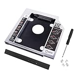 YAODHAOD SATA 2nd SSD HDD Hard Disk Caddy Tray Universale 12,7 mm 2,5 '' SSD HDD Hard Drive Enclosure SATA-III Laptop Hard Disk Holder per CD/Dvd-Rom Ottico SuperDrive Tray Drive Slot (Alluminio)