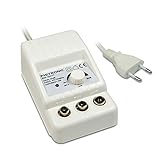 Metronic 432187 Amplificatore TV FM/VHF/UHF per digitale terrestre con Filtro LTE, 2x24dB regolabili, 1 ingresso/2 uscite, da interno, 47 / 790MHz, Bianco