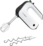 Bosch Sbattitore Elettrico MFQ4020, 450 W, 5 Velocità e Turbo, Leggero, Impugnatura Comoda, Fruste Incluse, Ganci per Impastare in Acciaio Inox Inclusi, Pulsante di Esplusione, Bianco, Antracite
