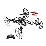 Quadcopter ibrido UFO 4,5 canali, 2,4 GHz, radiocomandato radiocomandato 4 in 1 e veicolo con fotocamera HD, protezione rotore, 6 assi, loop 3D, set completo con batteria, set di pezzi di ricambio