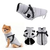 Cappotti Cane Invernale Impermeabile, ZoneYan Cappotti per Cani di Piccola, Cappotto Caldo con Pettorina Riflettenti e Regolabile, Giubbotti Antivento per Cani, Giacca Caldo Invernale (grigio, XS)