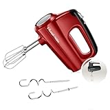 Russell Hobbs Sbattitore Elettrico Rosso - 5 impostazioni di velocità e Funzione turbo - 2 fruste e ganci per impastare lavabili in lavastoviglie, Posizione di parcheggio verticale, Desire 24670-56