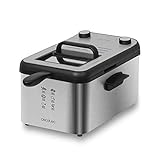 Cecotec Friggitrice Elettrica CleanFry 3000 Full INOX. Friggitrice da 3 litri, Filtro OilCleaner, 2400 W, Vasca, Cestello per Friggere, Lavabile in Lavastoviglie, 30 Minuti e Vasca in Acciaio