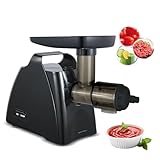 Sinotech Tritacarne e Passapomodoro Elettrico, Multifunzione con Slow Juicer, Sistema di Sicurezza, Accessori per Salsicce e Kubbe, Filtro in Acciaio