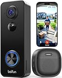 BOIFUN 2K Videocitofono Wifi Senza Fili da Esterno Campanello con Suoneria, 180°Vista Panoramica, Rilevamento Umano Intelligente AI, Audio Bidirezionale, IP65, Alexa Compatibile, 2.4GHz