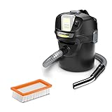 Kärcher aspiratore e aspiracenere AD 2 Battery, 230W, Batteria 18V, Contenitore 14L,ideale per la pulizia di caminetti e stufe a pellet, pulizia filtro integrata, filtro piatto plissettato e metallico