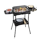 Princess Barbecue Elettrico con Mensole, 2200 watt, Sistema anti-fumo, Paravento, Superficie di 40 x 24.5 cm, Nero