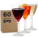TUNDRA - Confezione 60 Calici Plastica da VINO, ACQUA | USA & RI-USA | 140 ml. in PLASTICA RIGIDA Senza BPA - Resistenti e Riutilizzabili - Bicchieri da Vino per Feste, Compleanni