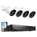 Reolink 5MP Kit Videosorveglianza IP PoE, Intelligente Rilevamento di persone e veicoli, 8CH 2TB 4K NVR e 4X 5MP Telecamera Esterno Impermeabile, Visione Notturna, Registrazione 24/7, RLK8-510B4-A